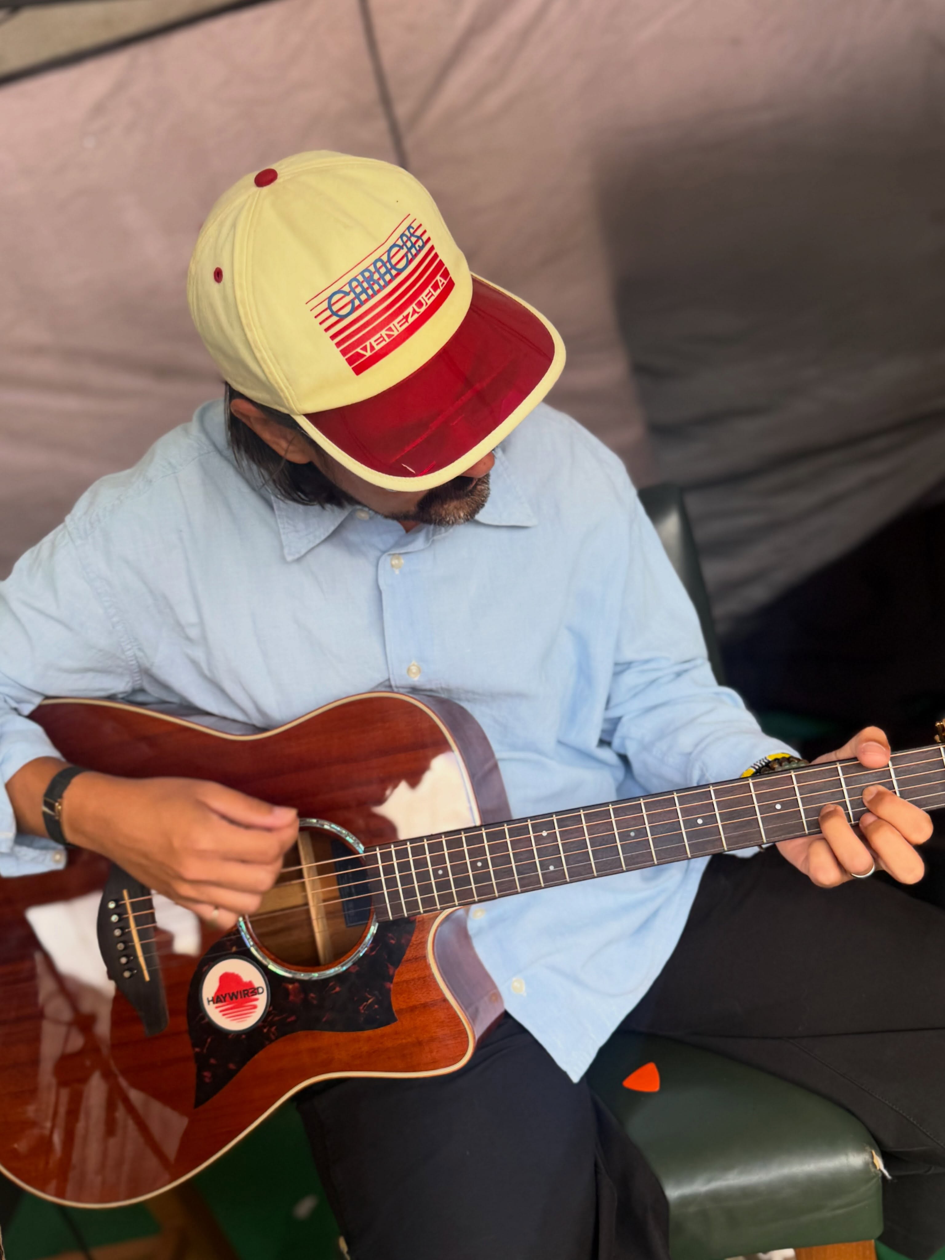 Performing live playing guitar